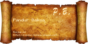 Pandur Baksa névjegykártya